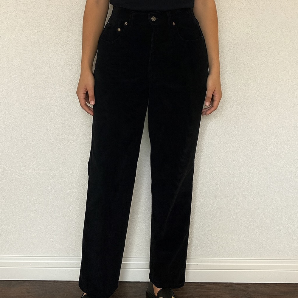 Geoffrey Beene Sport Black Velvet Pants – Size 8 – Vintage Made in Hong Kong - Picture 1 of 6